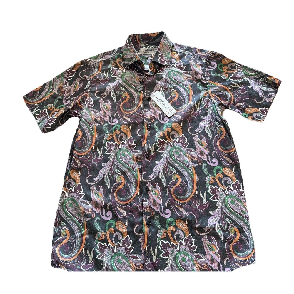 Lavane Men's Short Sleeve GOLF Paisley Print Sport Shirt